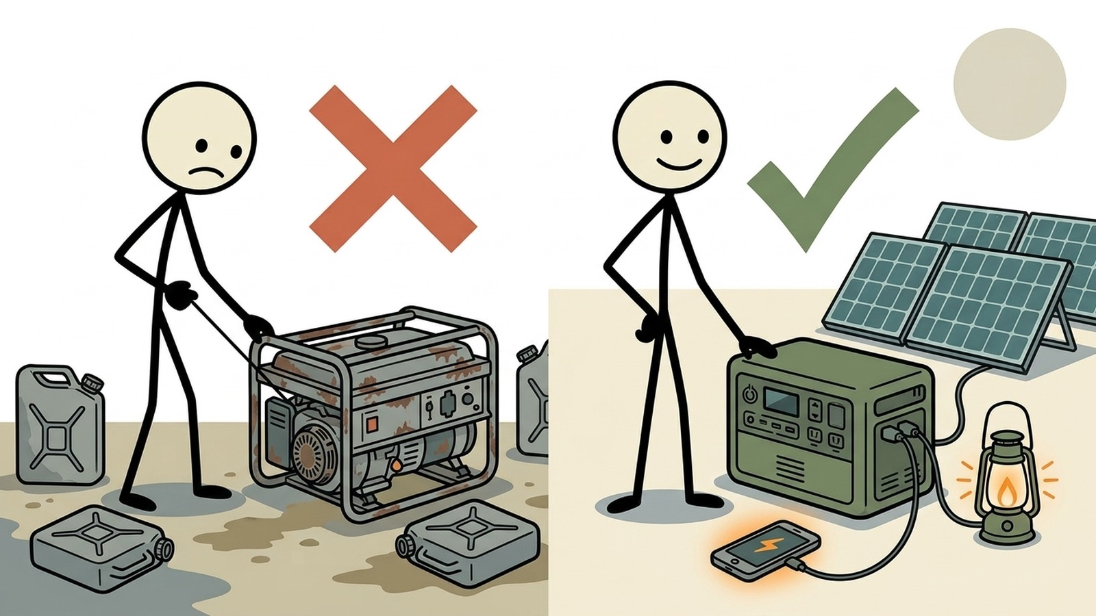 SC-stijl illustratie voor Beste Zonnegeneratoren voor Noodsituaties