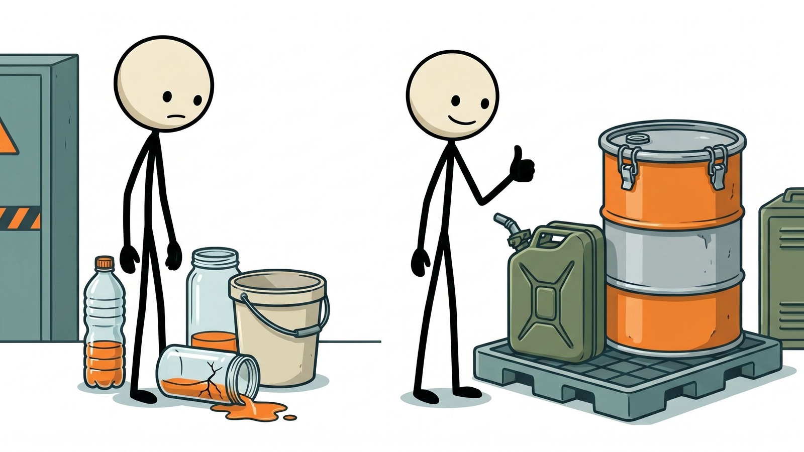 SC-stijl illustratie voor Deze uitgebreide gids beschrijft hoe u dieselbrandstof veilig thuis kunt opslaan voor noodgeneratoren, met de nadruk op het maximaliseren van de houdbaarheid, het kiezen van de juiste containers en het naleven van veiligheidsvoorschriften.