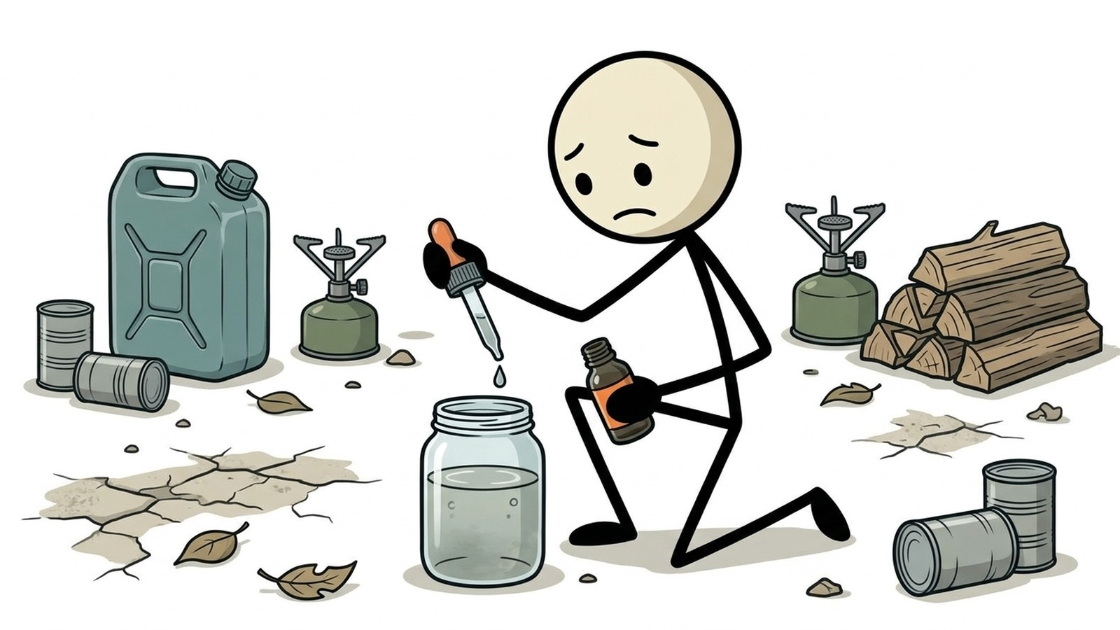 SC-stijl illustratie voor het uitleggen van de dosering van ongeparfumeerd huishoudbleekmiddel, contacttijd, limieten en wanneer een andere methode vereist is.