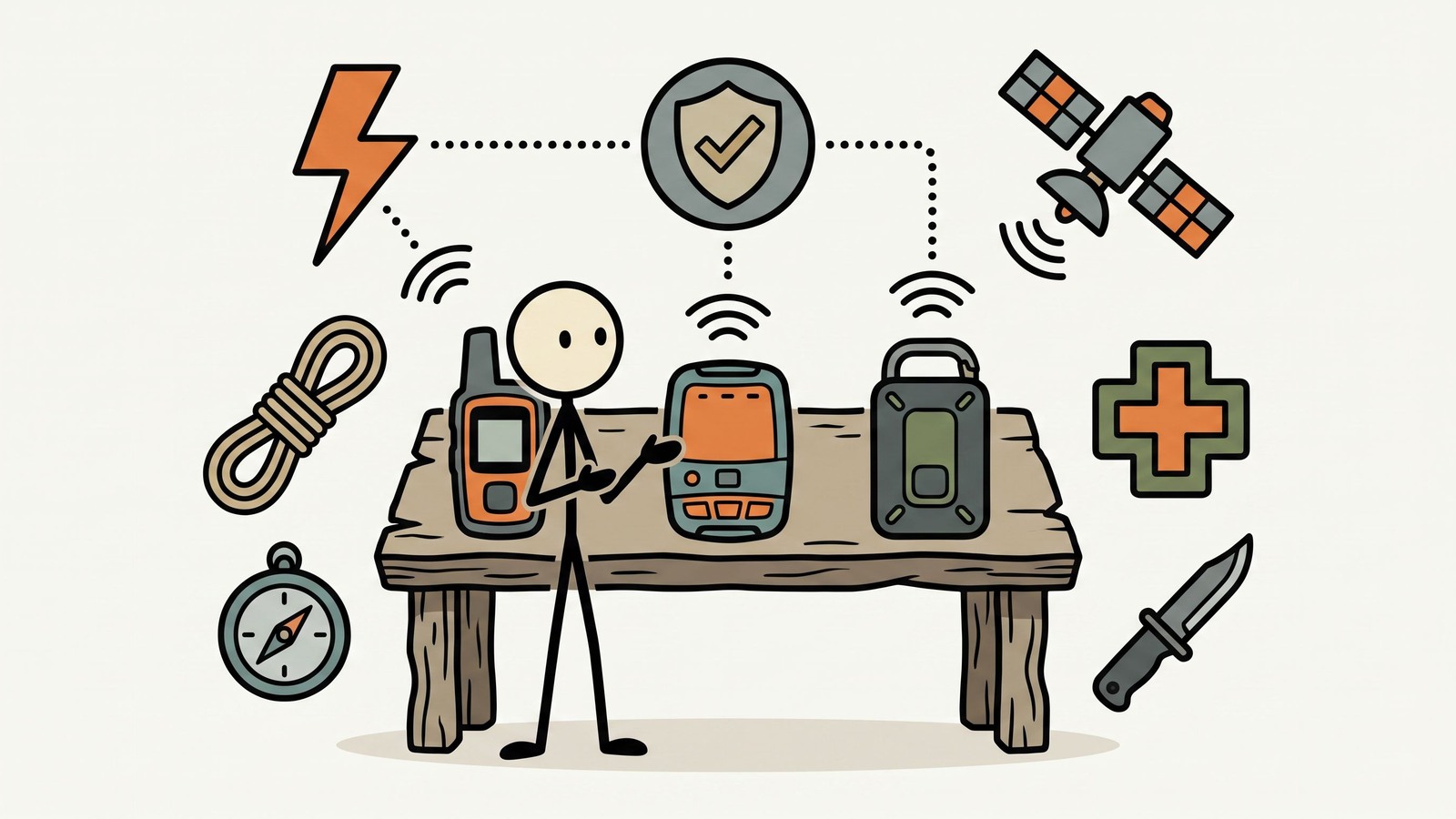 SC-stijl illustratie voor een directe vergelijking van top satellietcommunicators voor noodparaatheid