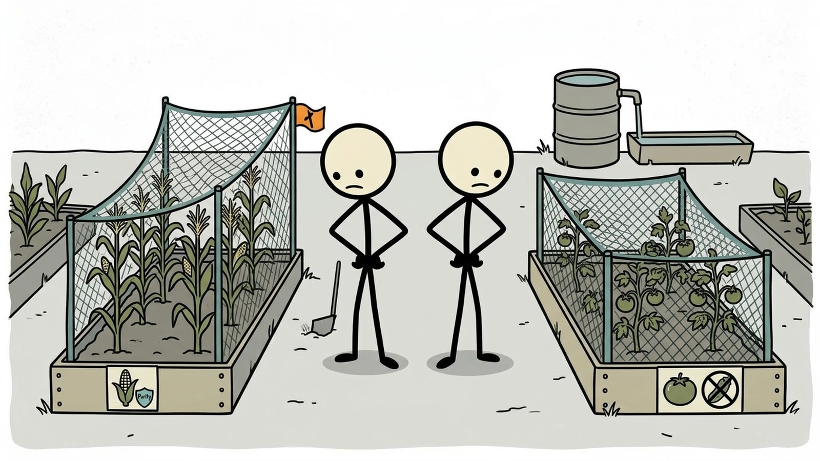 SC-stijl illustratie voor Een uitgebreide gids voor preppers over het selecteren, oogsten en bewaren van erfgoedzaden om een zelfvoorzienende overlevingstuin te bouwen die langdurige voedselzekerheid garandeert tijdens langdurige crises.