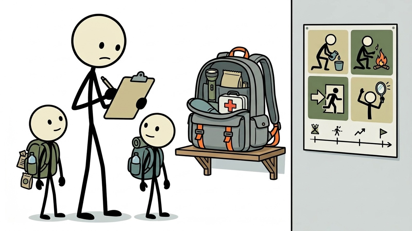 SC-stijl illustratie voor de specifieke uitdagingen waar alleenstaande ouders mee te maken krijgen bij noodparaatheid