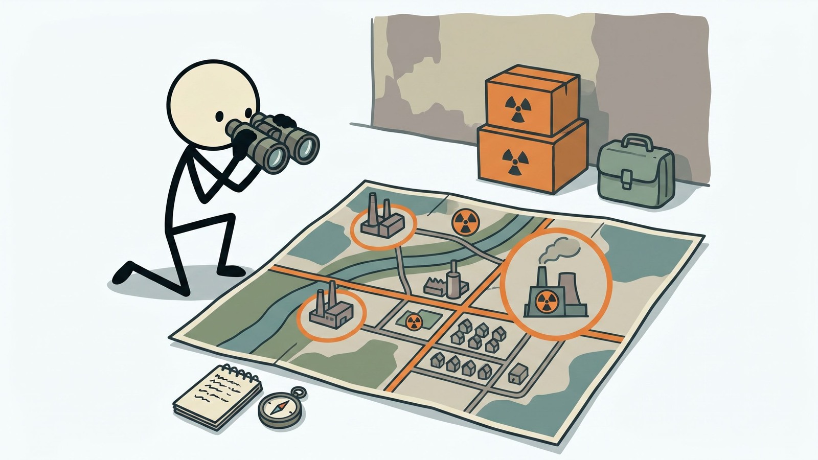 Ilustracja w stylu SC do praktycznego przewodnika po gotowości gospodarstwa domowego na wypadek wycieków chemicznych, wykolejeń pociągów i zdarzeń z materiałami niebezpiecznymi