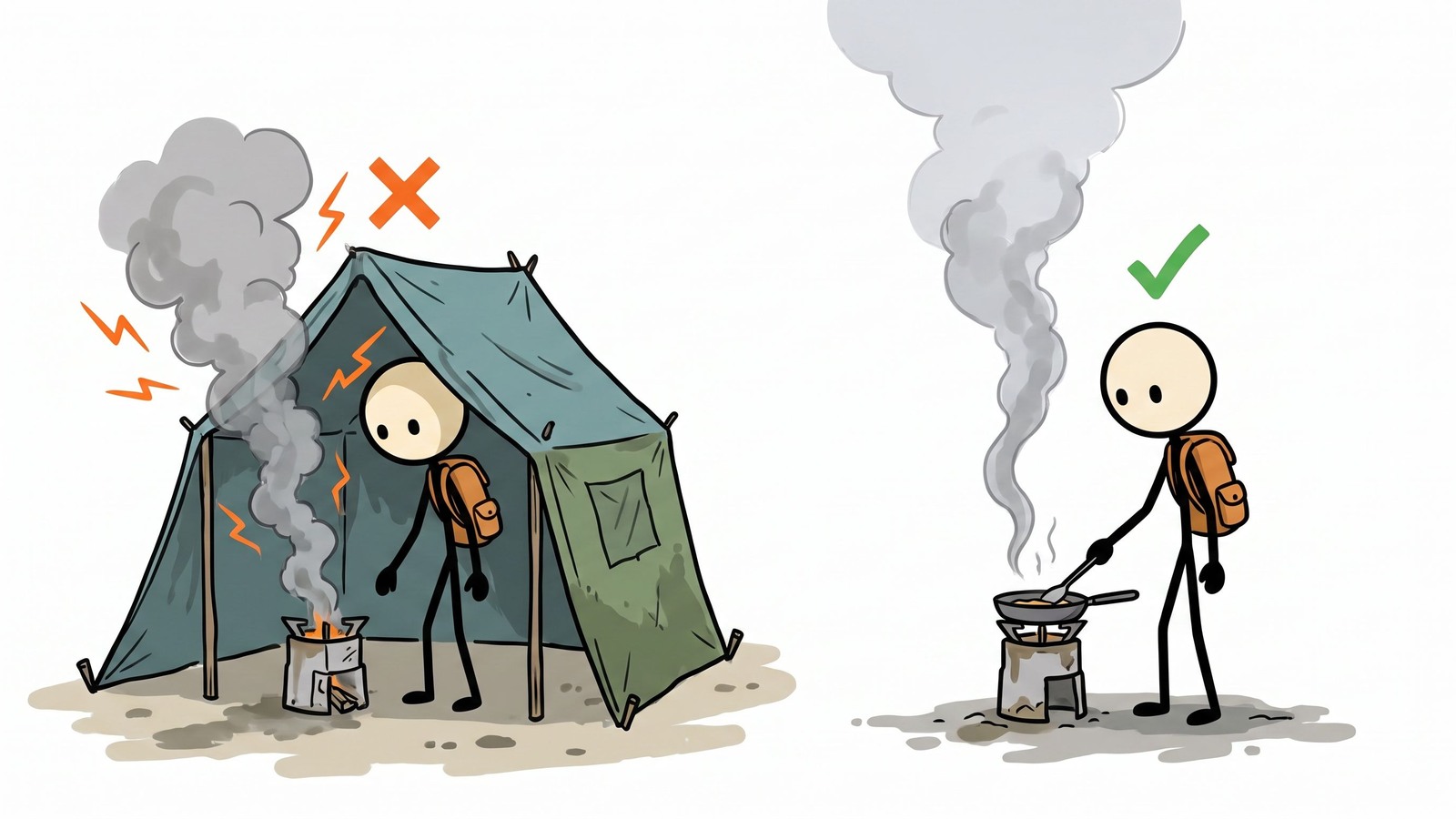 Ilustracja w stylu SC do tego wpisu zawiera kompleksowy przewodnik po ośmiu niezawodnych metodach gotowania poza siecią, umożliwiając czytelnikom bezpieczne przygotowywanie gorących posiłków podczas przerw w dostawie prądu lub w sytuacjach awaryjnych.