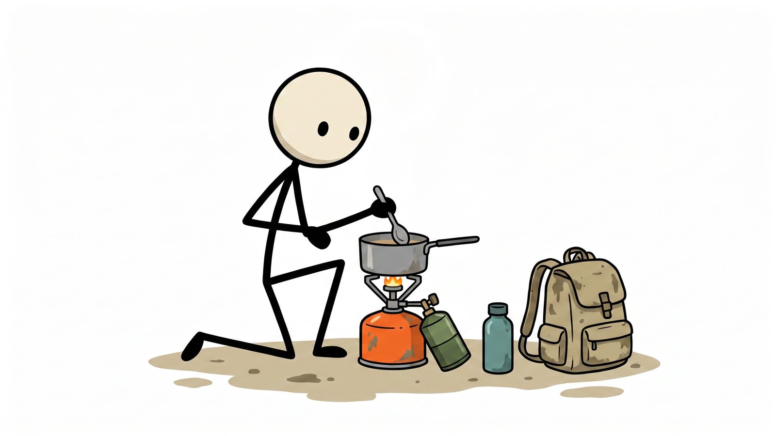 Ilustracja w stylu SC do tego wpisu zawiera kompleksowy przewodnik po ośmiu niezawodnych metodach gotowania poza siecią, umożliwiając czytelnikom bezpieczne przygotowywanie gorących posiłków podczas przerw w dostawie prądu lub w sytuacjach awaryjnych.