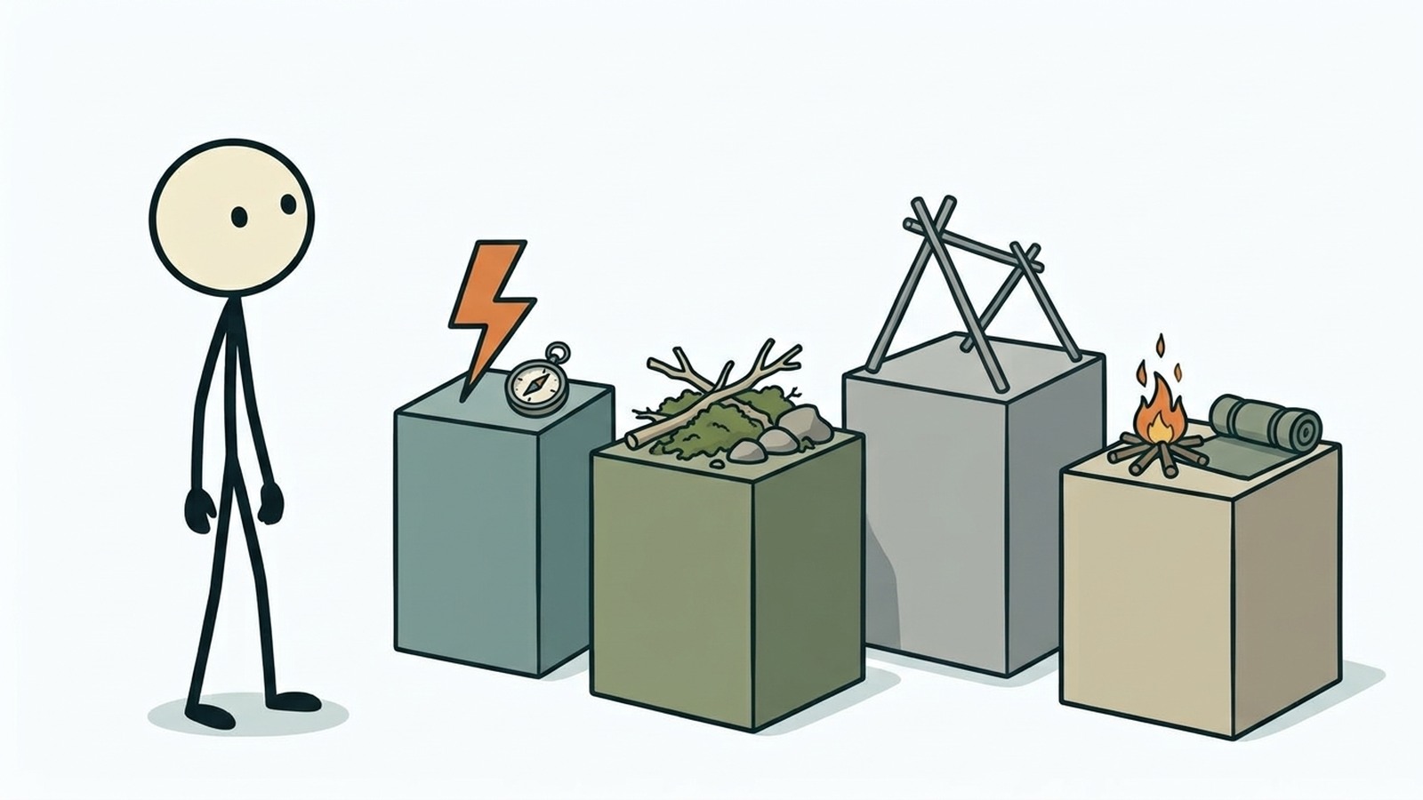 Ilustracja w stylu SC do tego kompleksowego przewodnika, który zawiera instrukcje krok po kroku dotyczące budowy sześciu bardzo skutecznych, przyjaznych dla początkujących awaryjnych schronień w dziczy, wykorzystujących łatwo dostępne zasoby naturalne, aby zapewnić przetrwanie w krytycznych sytuacjach na zewnątrz.