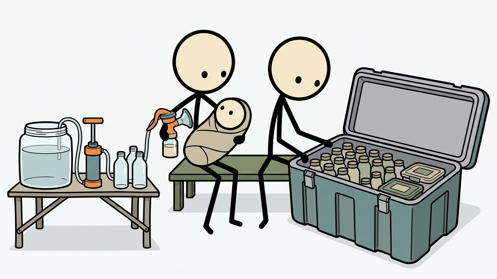 Ilustração estilo SC para Abrange as necessidades específicas de preparação para emergências de famílias com bebês