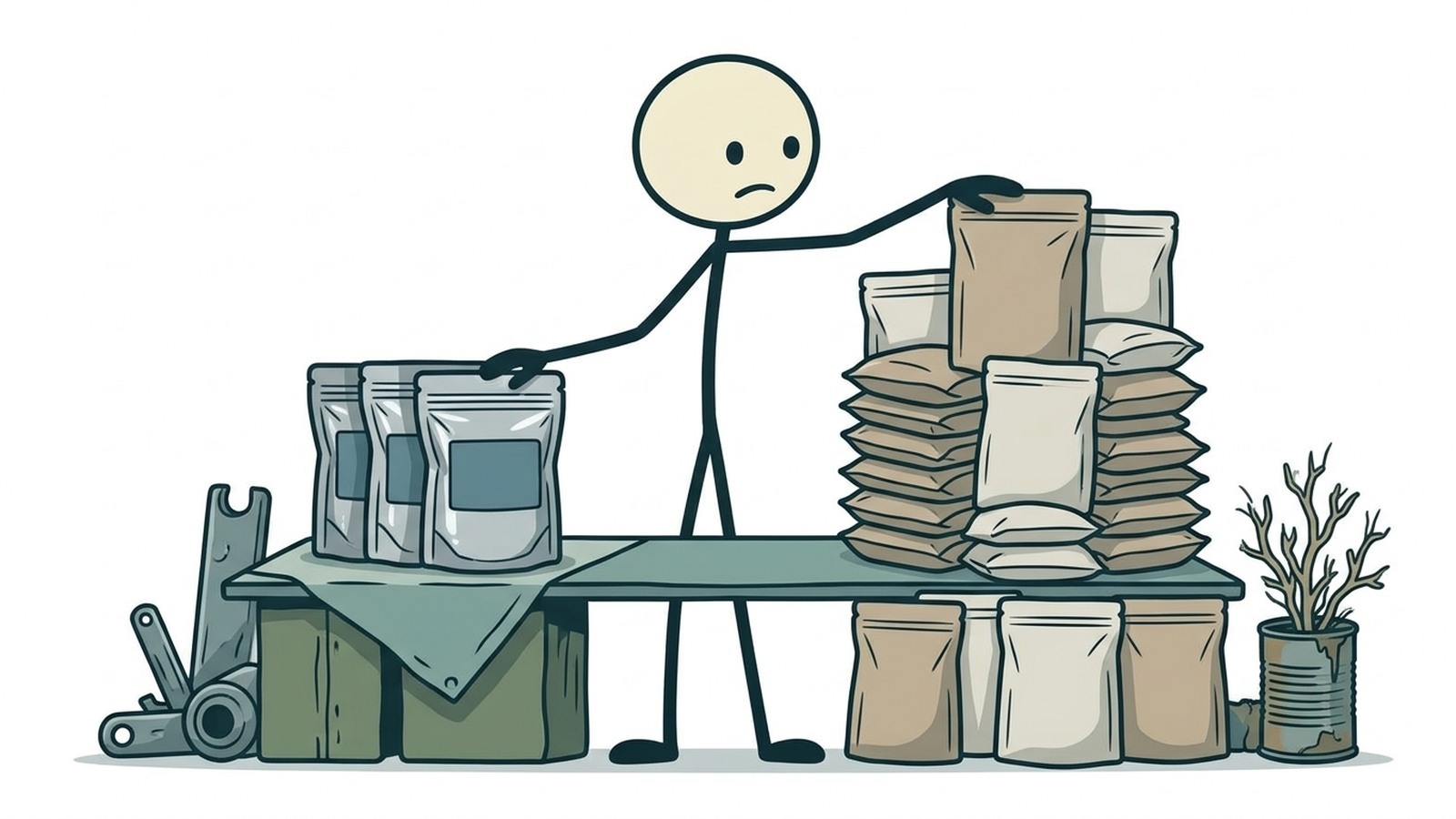 Ilustração estilo SC para mountain house vs readywise