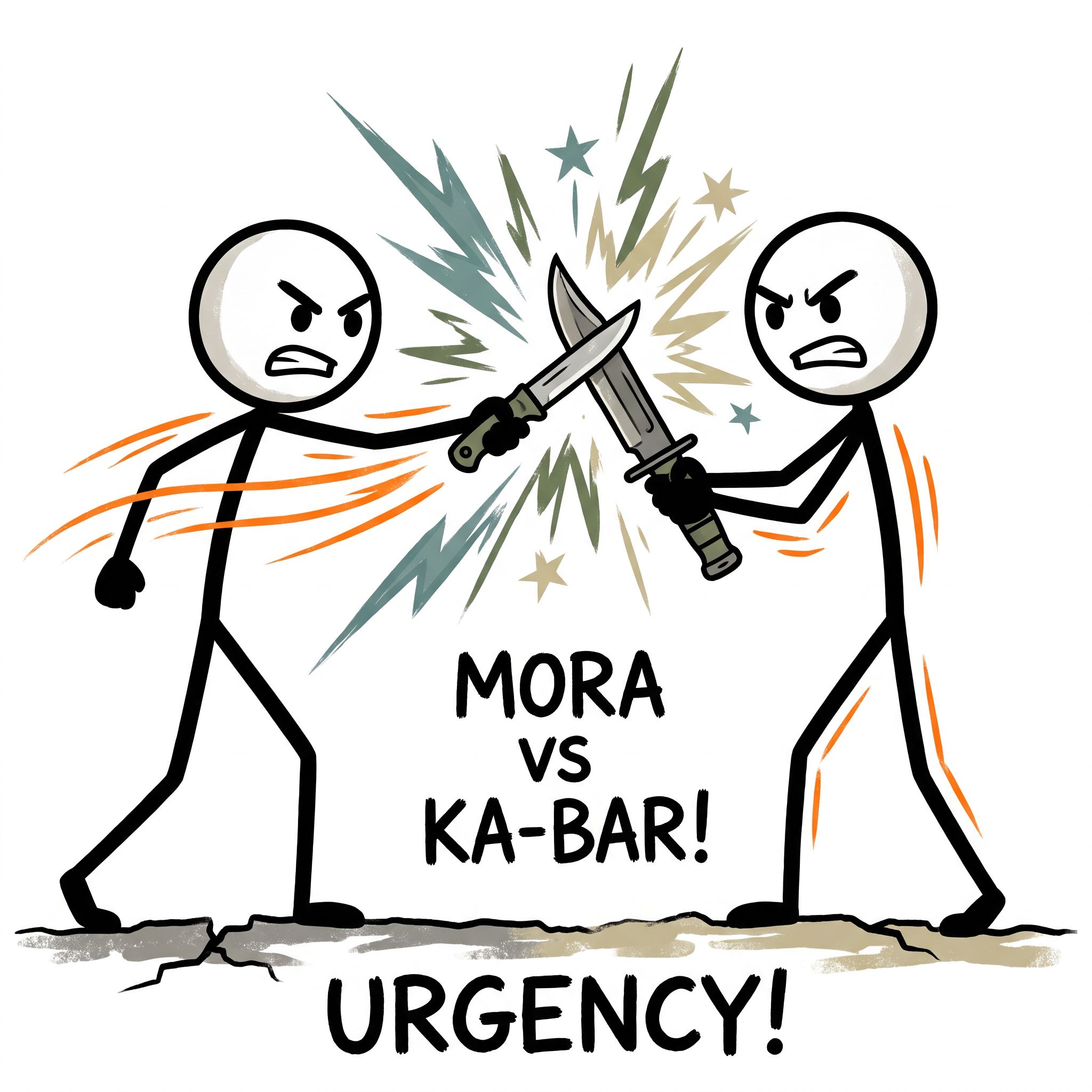 SC-style illustration for mora vs ka-bar knife