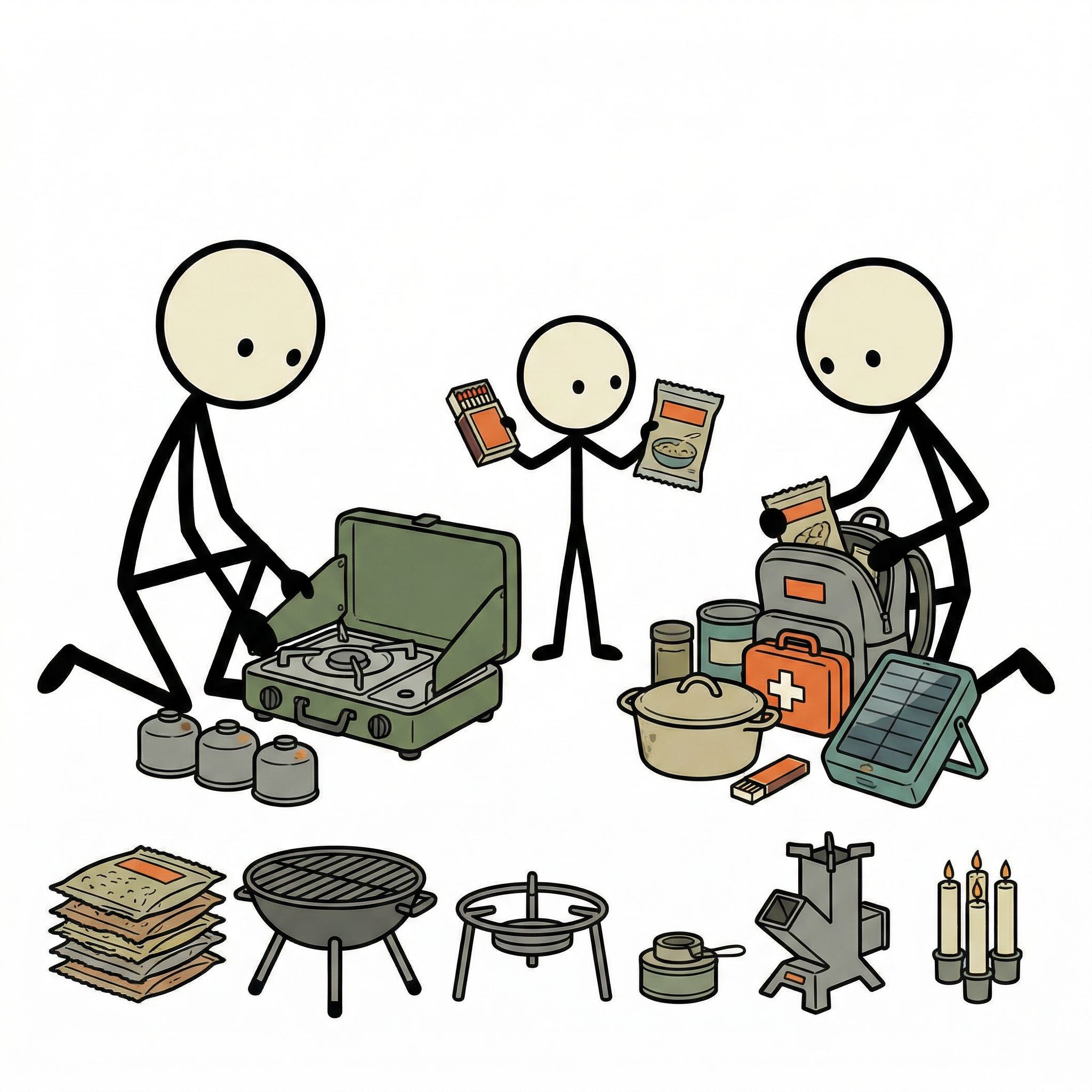 SC-style illustration for This post provides a comprehensive guide to eight reliable off-grid cooking methods, empowering readers to prepare hot meals safely during power outages or survival situations.