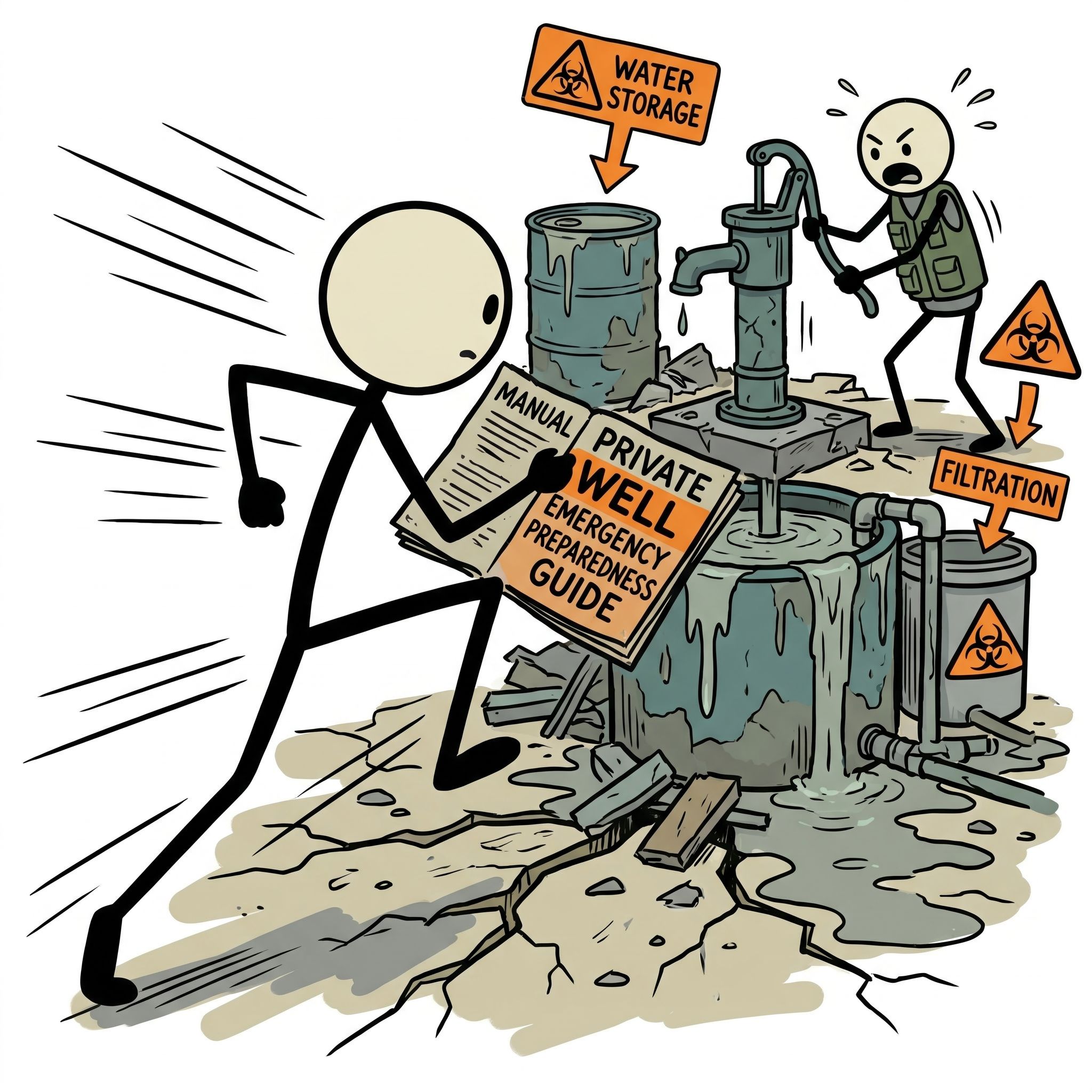 SC-style illustration for Emergency preparedness guide specific to homes on private wells