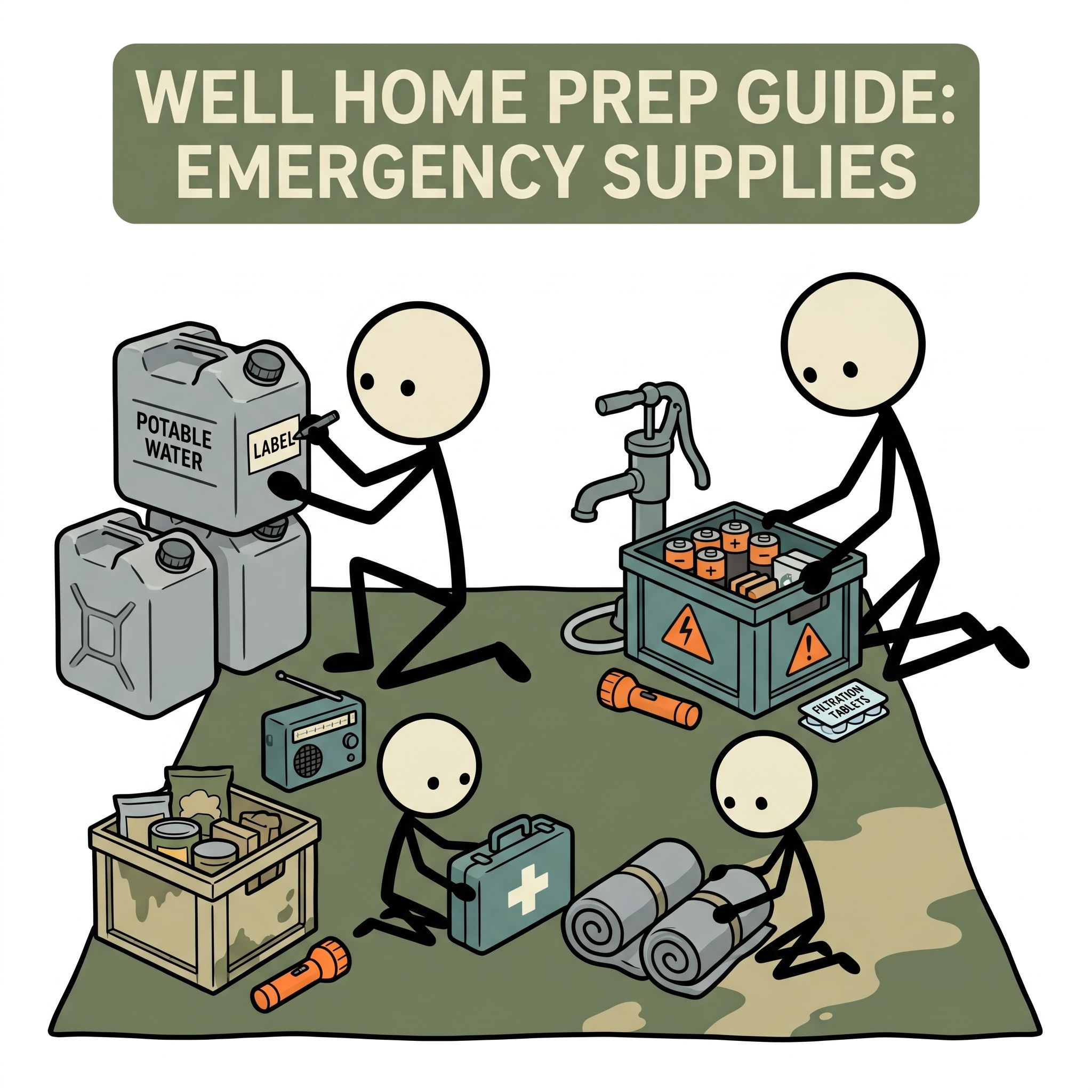 SC-style illustration for Emergency preparedness guide specific to homes on private wells