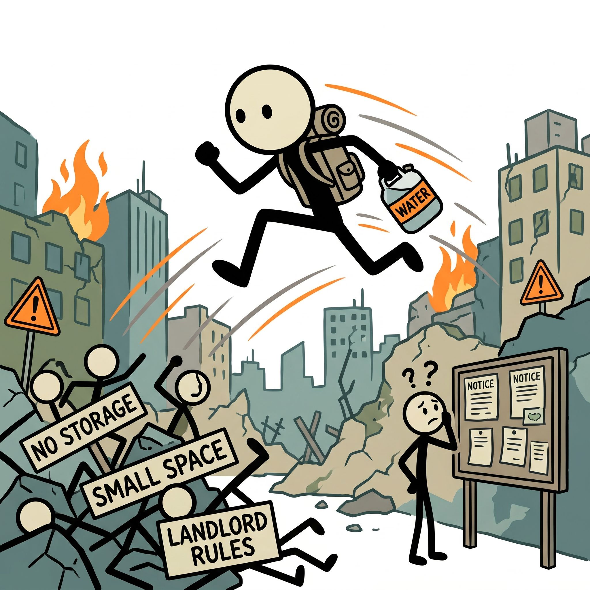 SC-style illustration for Tackles the specific challenges renters face in emergency preparedness