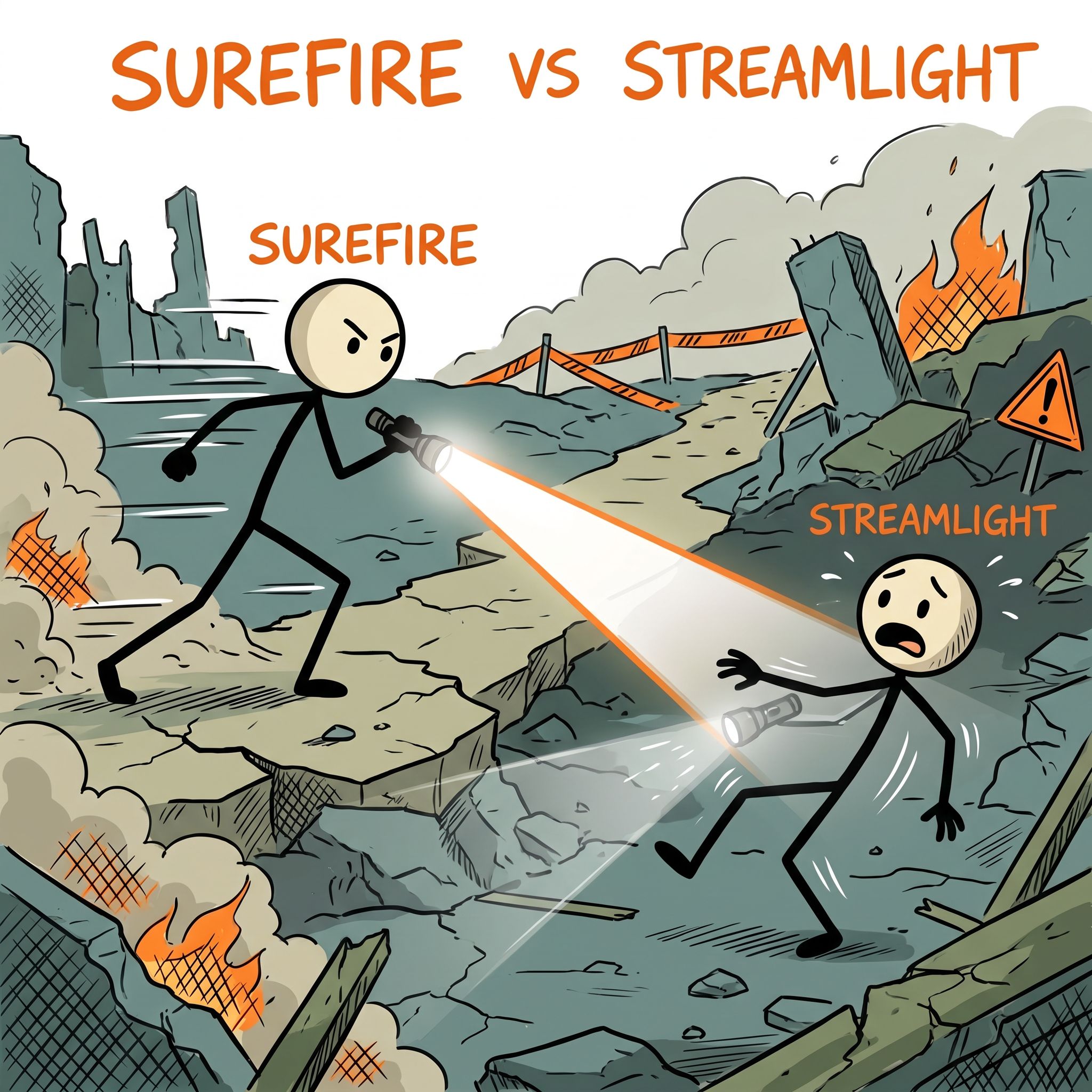 SC-style illustration for surefire vs streamlight
