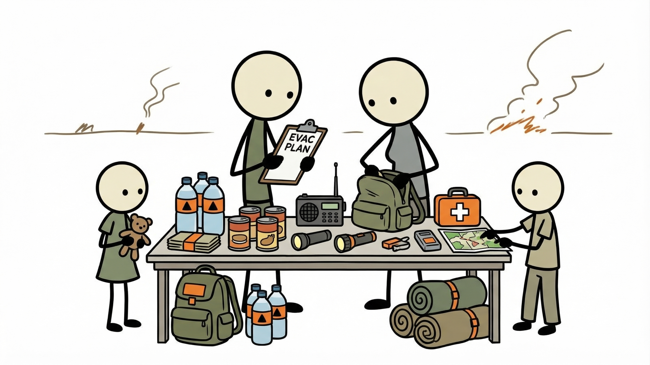 SC-style illustration for wildfire evacuation planning